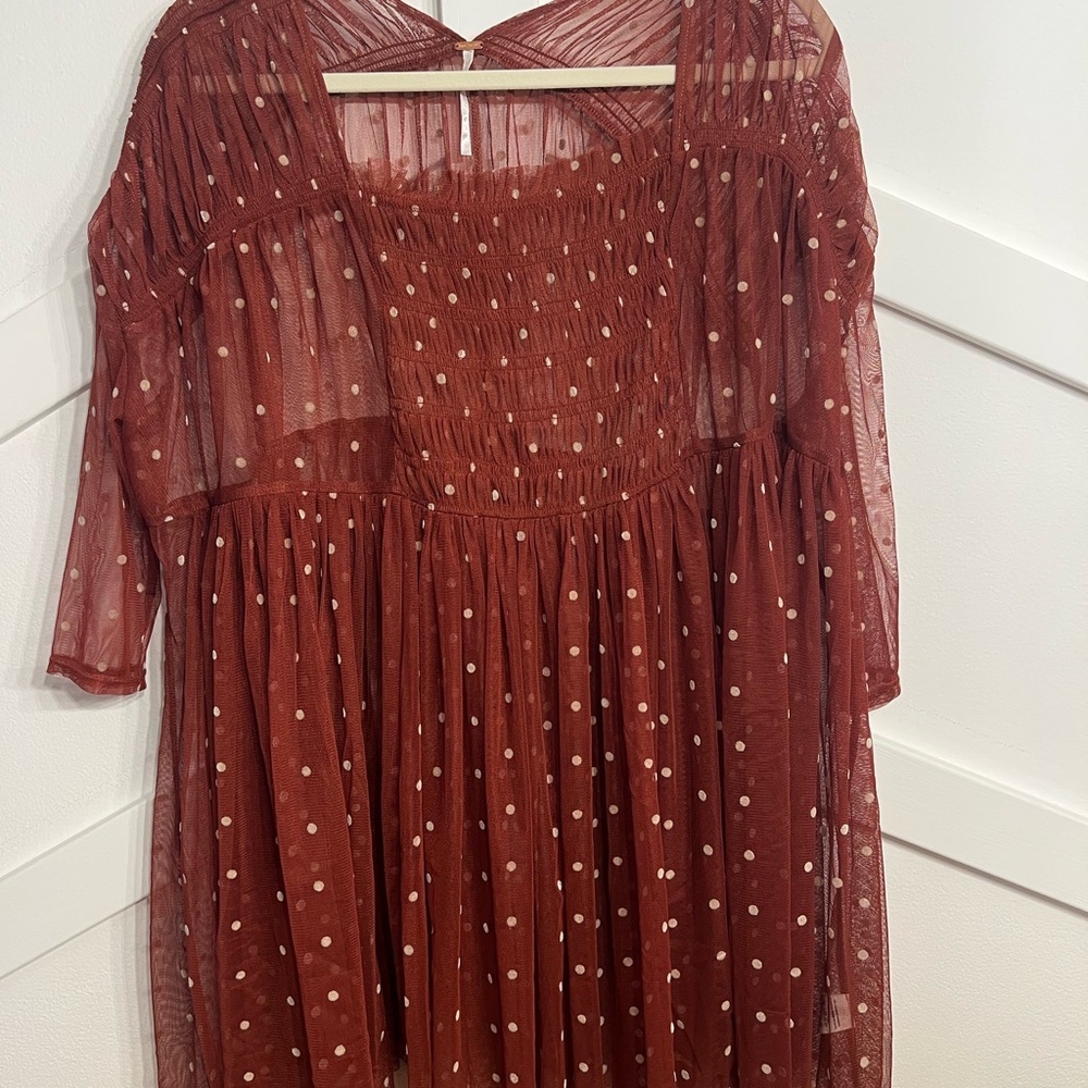 Free People Rust Polka Dot Dress